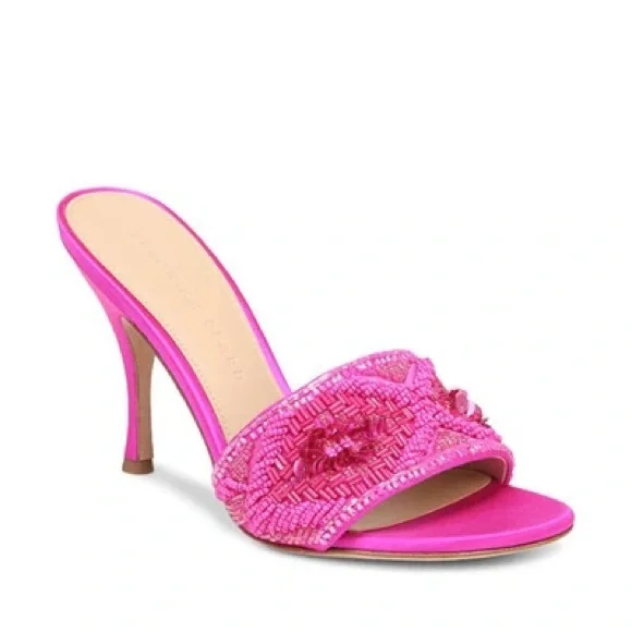 NEW Veronica Beard Braxton Beaded Heels Fuchsia 7.5 - Picture 6 of 6